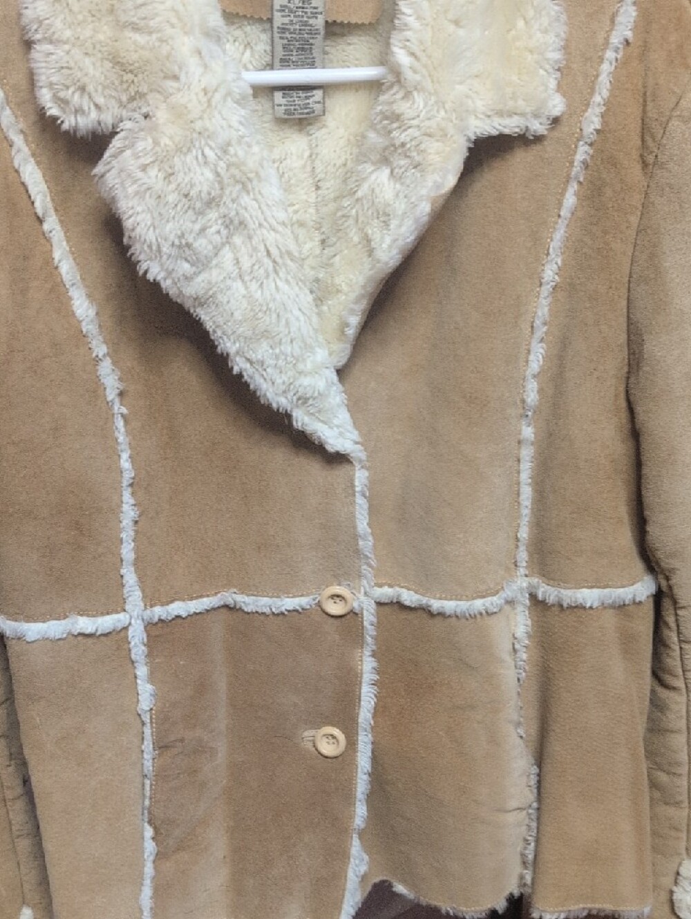 SONOMA Tan Suede Teddy Jacket with Cream Faux Shearling - Picture 3 of 10
